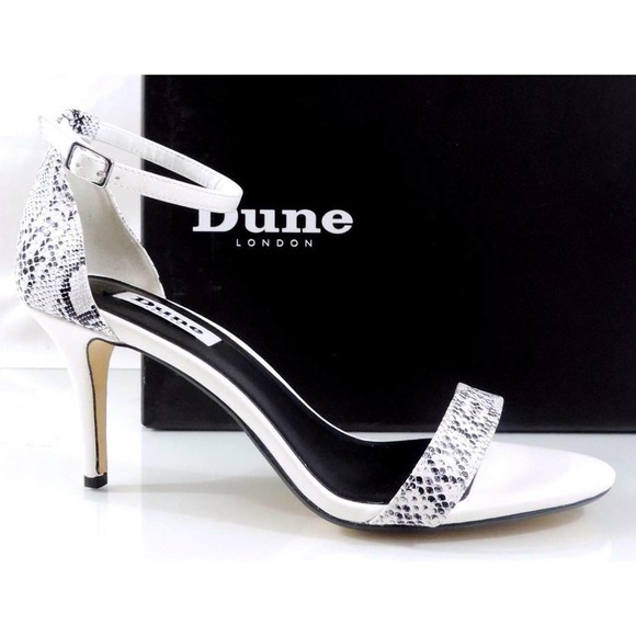Dune London Marissa Ankle Strap Dress Heels Sandal Leather Black / White Size 8 - Picture 3 of 8